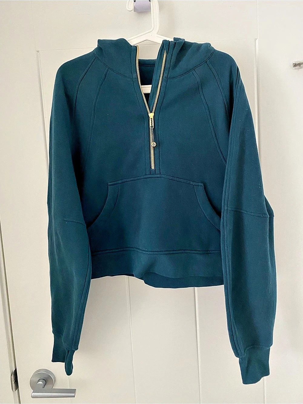 lululemon Scuba Oversized Funnel-Neck Half Zip Hoodie Indochine Blue/Gold size